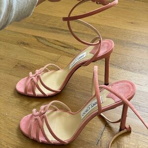 Jimmy Choo, strappy pink suede heels